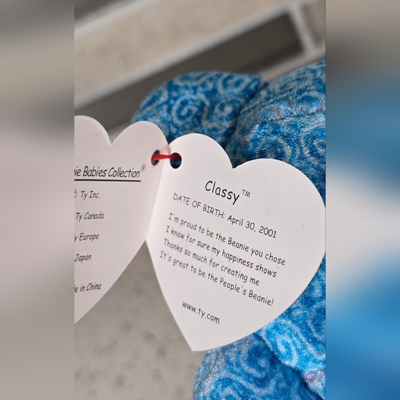 Ty - Classy - Blue Swirl Teddy Bear Plush Toy - Picture 5 of 5